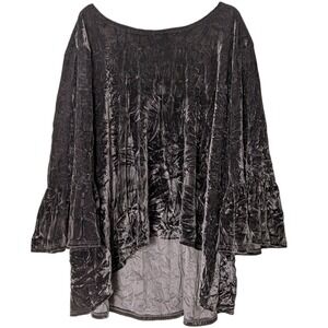Bryn Walker Velvet Blouse Top Women 3XL Black Hi Lo Assymettrical Italian Fabric